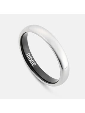 Ridge 4mm Rounded Wedding Band Platinum Tungsten Ring Size 8.5 Comfort Fit New